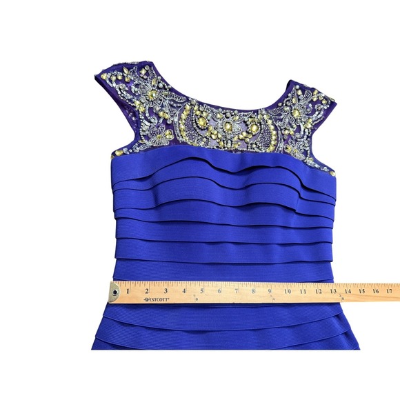 Sherri Hill Purple Embellished Cap Sleeve Cocktail Dress Bodycon Size 6 - Picture 6 of 8
